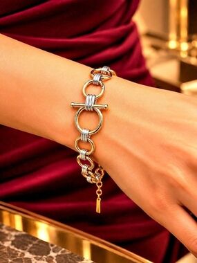 Luxury Two-Tone Link Toggle Bracelet